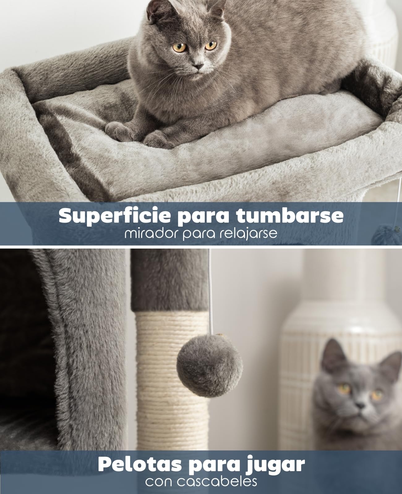 lionto Árbol rascador para Gatos Altura 60 cm, Gris Oscuro