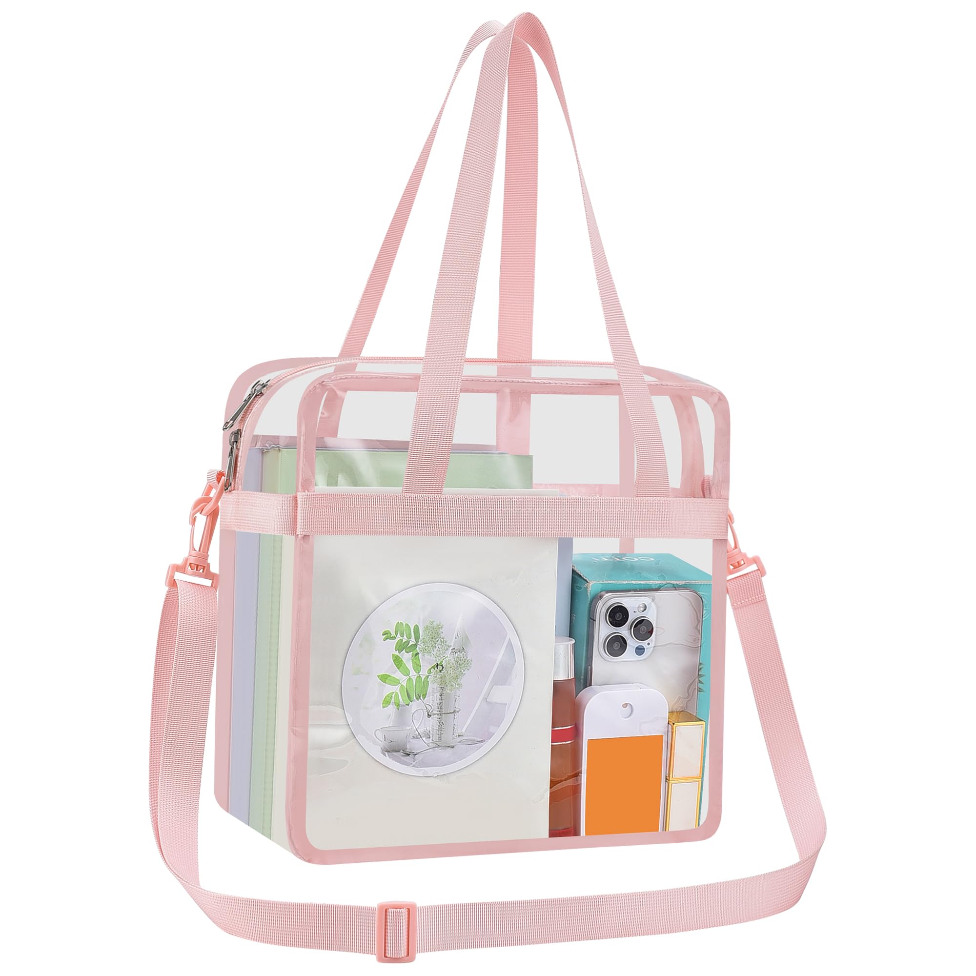 USPECLARE Clear Tote Bag for Stadium Events, 12x6x12 Transparent Stadium Bag for Work, Sports Games,Gym，Concerts