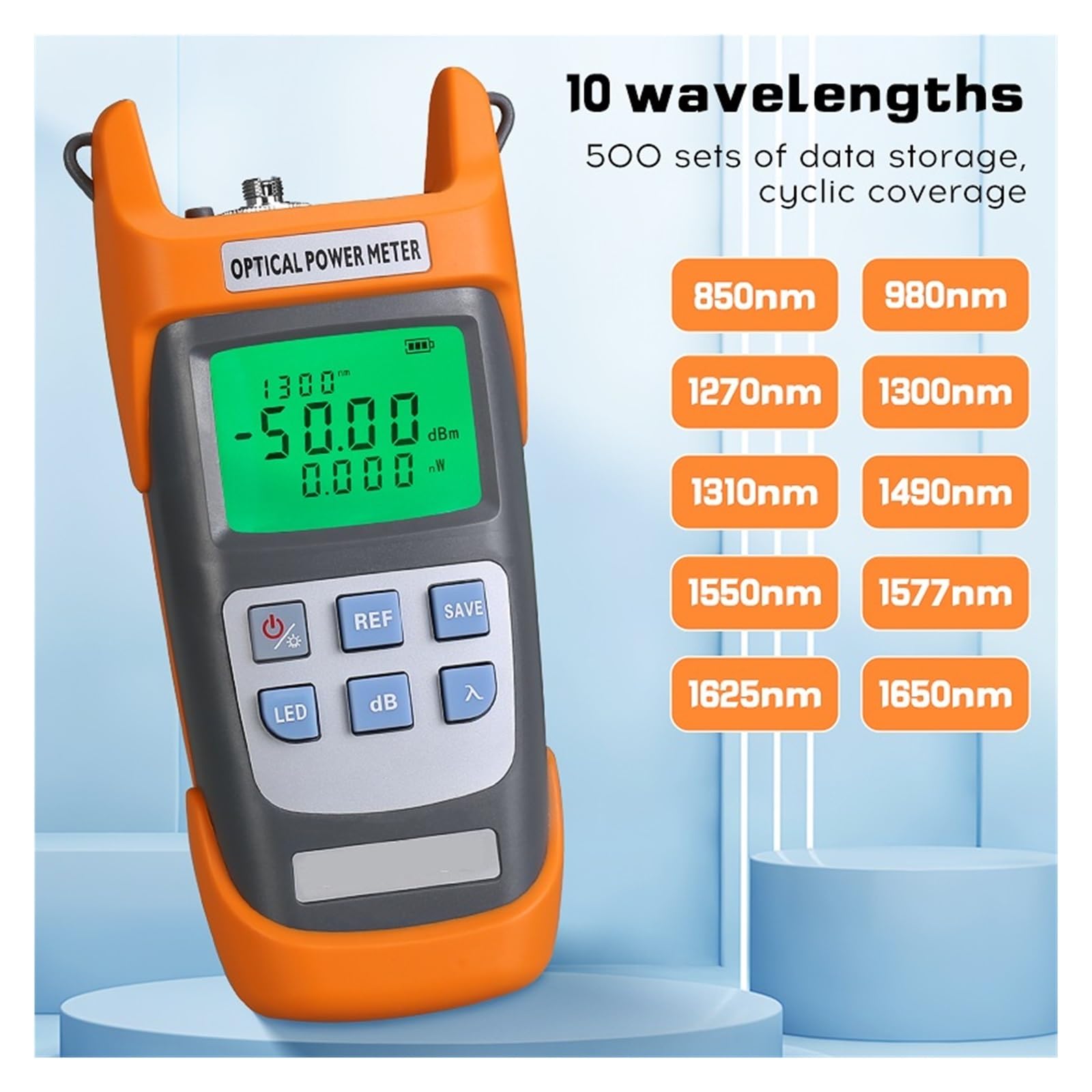 Medidor De Potencia Óptica AUA-G510A -50+~26dbm Probador De Fibra Óptica OPM 3 En 1 Probador De Fibra Óptica Interfaz SC/FC/ST,Amplio Rango De Pruebas(-50 to 26dbm)