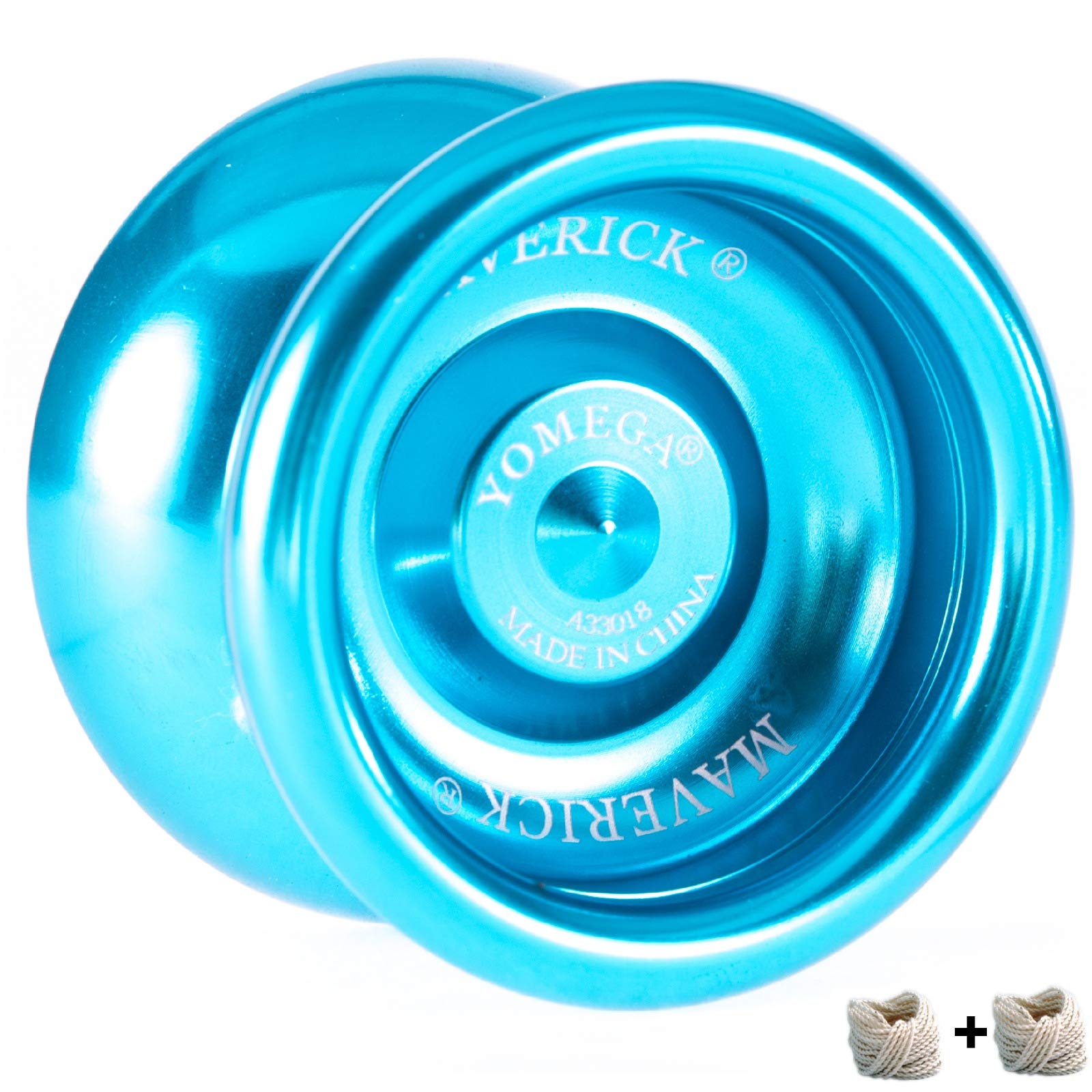 Yomega Maverick - Professional Aluminum Metal Yoyo for Kids and Beginners with C Size Ball Bearing for Advanced yo yo Tricks and Responsive Return + Extra 2 Strings & 3 Month Warranty (blue)
