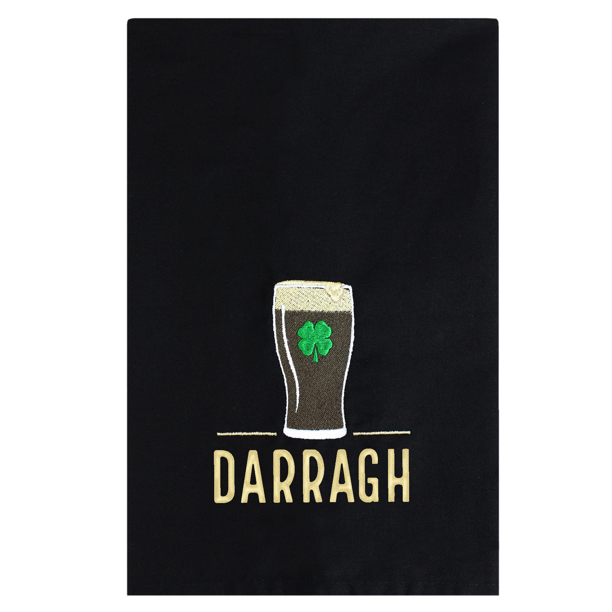 Teddyts Black & Gold Lucky Tea Towel With Personalised Name And Pint Of Beer Design, 70Cm X 50Cm (Approx)