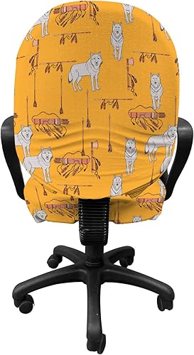 Miniatura 2 de Lunarable Funda para silla de oficina a cuadros verticales, diseño retro de cuadros verticales, diseño retro de cuadros cuadrados, funda protectora