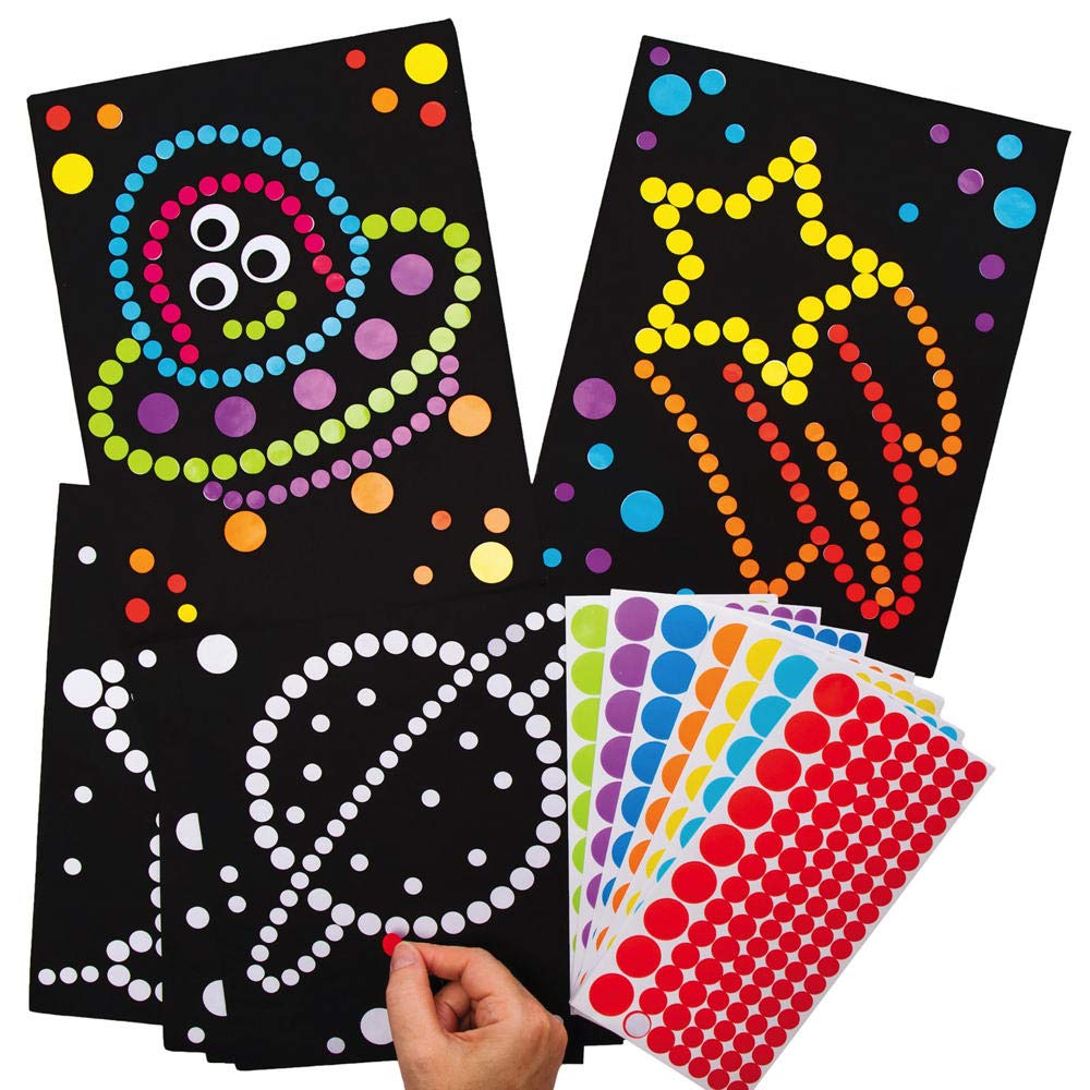 Baker Ross AX175 Solar System Sticker Art for Kids - Pack of 8, Dotty Picture Kits for Children to Decorate and Personalise for Projects and Craft Activities