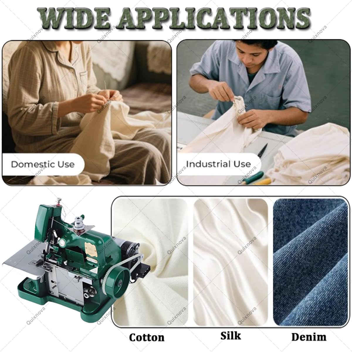 Máquinas remalladoras y overlock de 250 W - Máquina de Coser Industrial automática de 3000 Puntadas/Minuto para Tejidos de Punto, Vaqueros, Tiendas de campaña y Otros artículos Blue