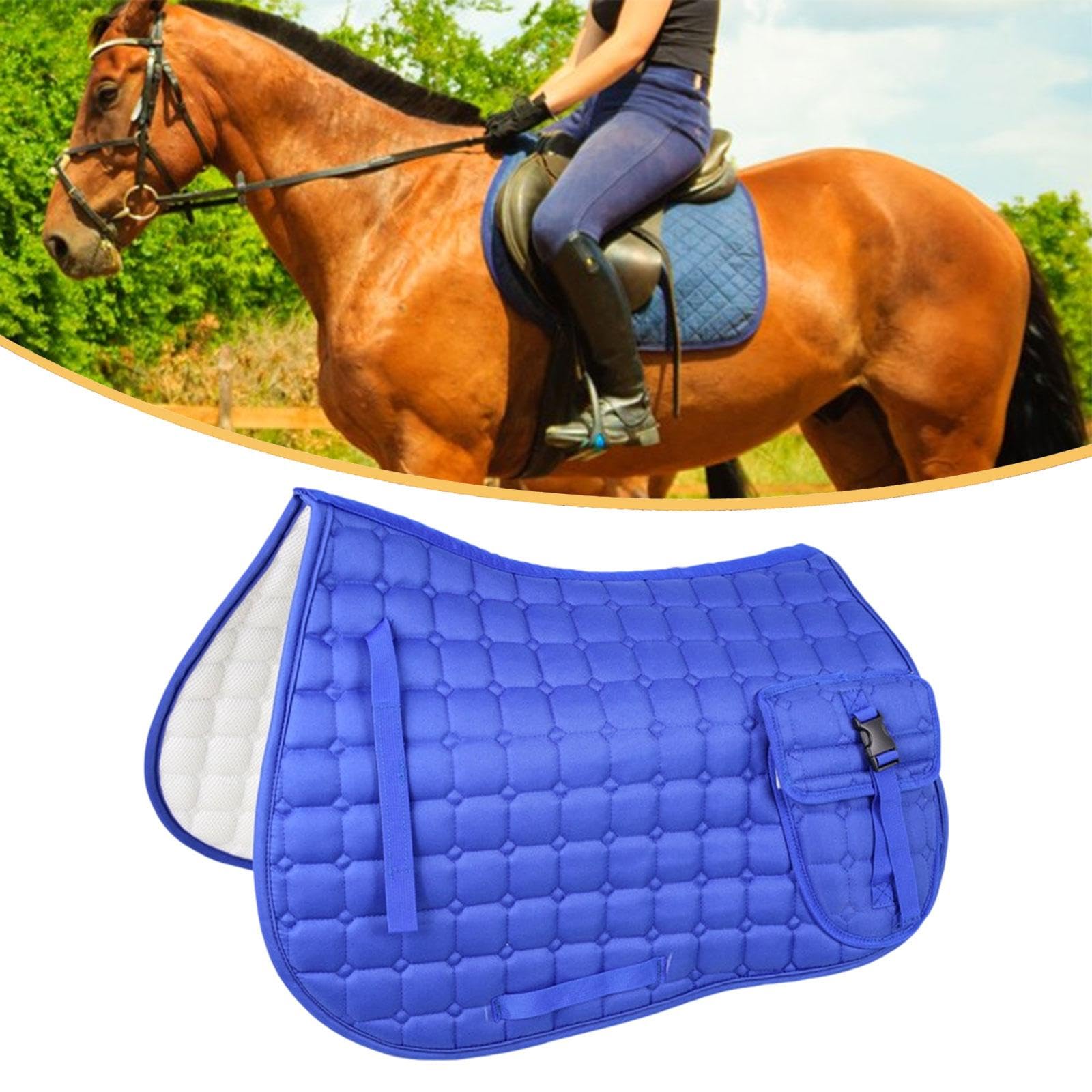 Fenteer para Silla de Montar de Caballo, Accesorio para Ecuestre, Suministros ecuestres con Bolsillo para competición, Azul