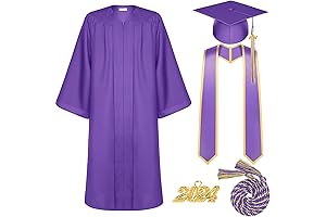 Deluxe Purple Graduation Gown Set with Cap and Tassel for College Graduates