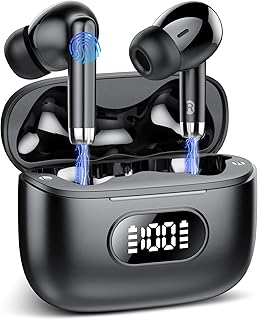 Wireless Earbuds, Bluetooth 5.3 Headphones with 4 Mic, Wireless Headphones In Ear 40H Deep Bass Bluetooth Earphones with ENC Noise Cancelling, IP7 Waterproof Bluetooth Earbuds, LED Display/USB-C