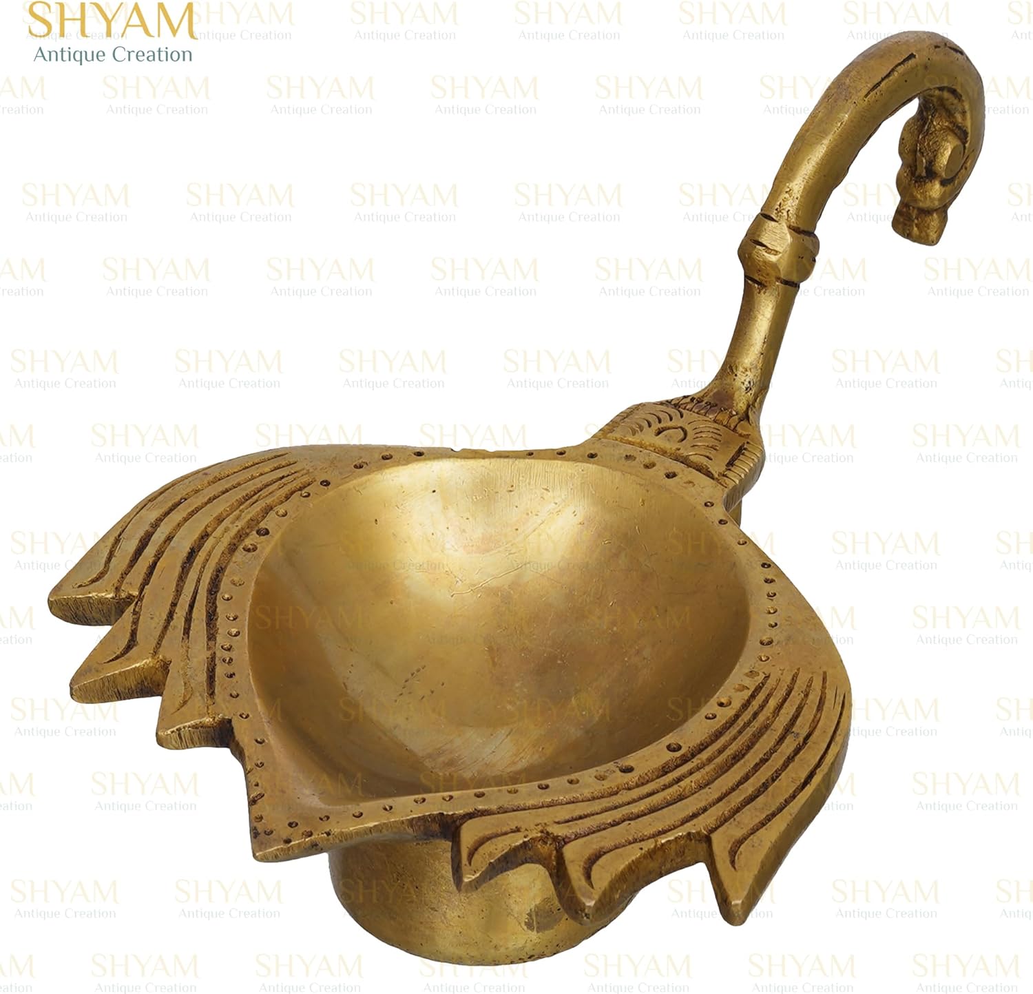 Brass Hand Diya for Puja Aarti Hand Oil Deepak Deepam Oil Lamp for Diwali Home Office Temple Pooja