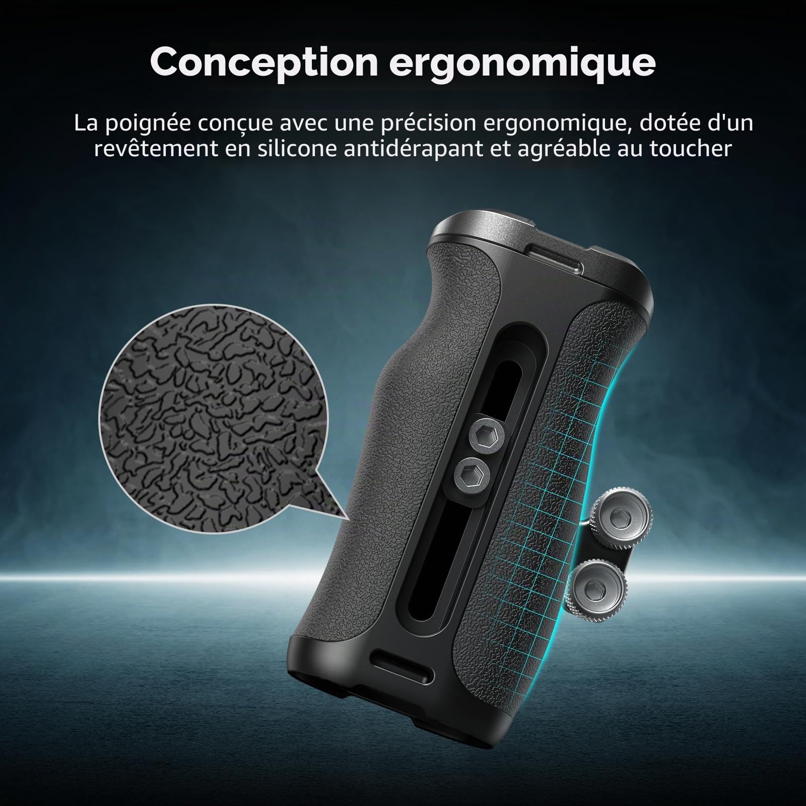 SMALLRIG Mini poignée latérale avec vis 1/4" -20 pour cage de caméra, réglable de haut en bas, pour main gauche ou droite, poignée de caméra ergonomique avec griffe froide intégrée et trou fileté-4756