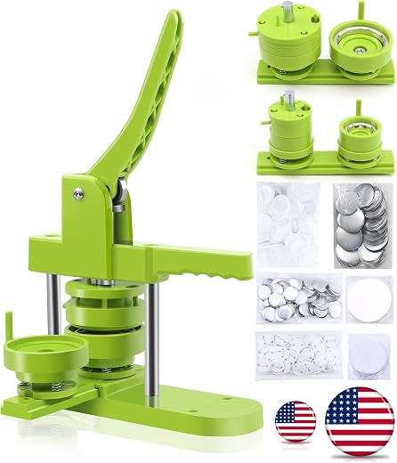 Happizza Button Maker Machine Multiple-Sizes - Pin Maker Machine 1.25 inch+2.25 inch, Interchangeable Button-models Badge ...