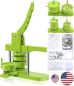 Button Maker Machine Multiple-Sizes - Pin Maker Machine 1.25 inch+2.25 inch, Interchangeable Button-models Badge Button Press Machine with 200 Sets 32+58mm Button Maker Supplies&Circle Cutter