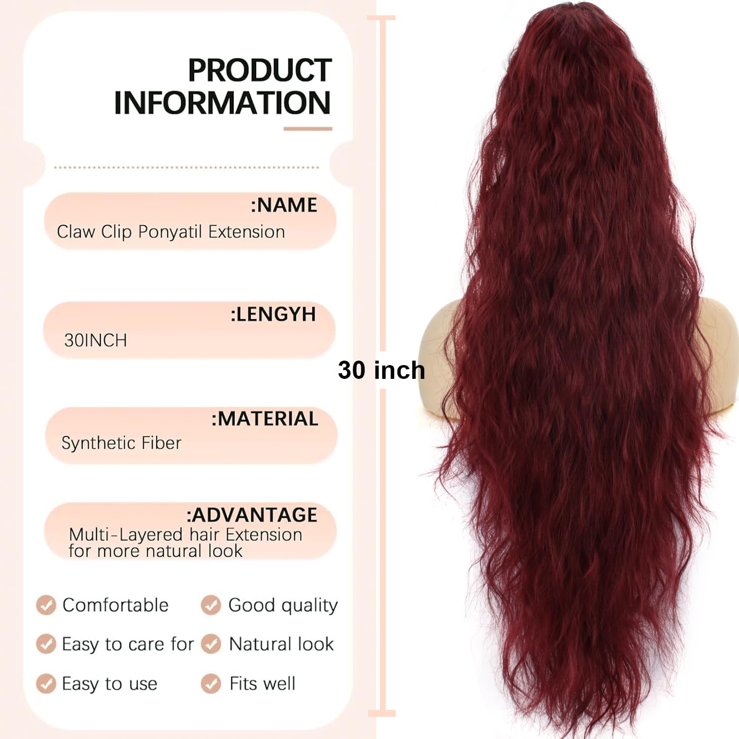 PORSMEER Claw Ponytail Hair Extension 30 inches - Image 4