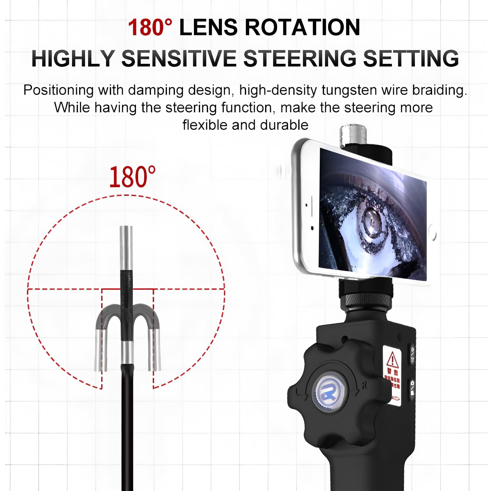 Fotocamera di ispezione 1080P vista laterale da 5,5 mm e 1M, borescope endoscopico impermeabile IP67 per l'ispezione di tubazioni, scarichi, muri e veicoli