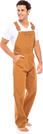 Mens Duck Bib Brace Overalls Relaxed Fit Heavy Duty Work Dungarees with Adjustable Straps