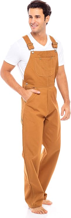 Mens Duck Bib Brace Overalls Relaxed Fit Heavy Duty Work Dungarees with Adjustable Straps