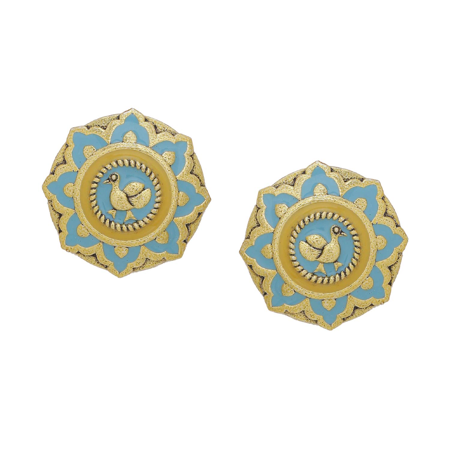 VOYLLA Brass Gwalior Gold Toned Floral Stud Earrings for Women (B08KY9NFJJ) Amazon Price History, Amazon Price Tracker