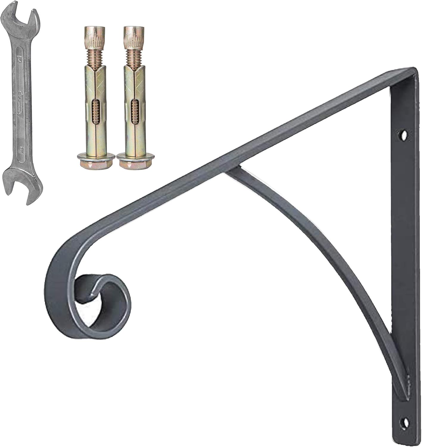 ATYOUK Single Post Handrail Wrought Iron Post Mount Step Grab Supports with Base Plate Fits 1 or 2 Steps Grab Rail Single Post Railing ATYOUK Single Post Handrail Wrought Iron Post Mount Step Grab Supports with Base Plate Fits 1 or 2 Steps Grab Rail Single Post Railing