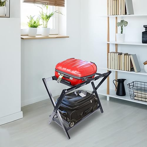 Miniatura 6 de Portaequipajes con estante, nuevo estante de equipaje para zapatos, maleta de viaje, estante de almacenamiento plegable de 26.8 x 15.7 x 22.8 in,