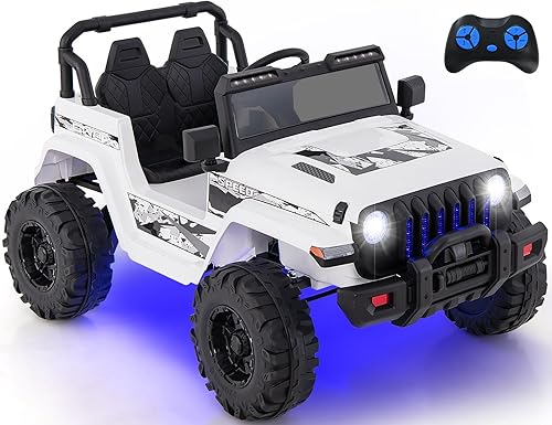 Miniatura 1 de INFANS Camión de paseo para niños con control remoto de 2.4 G, autos eléctricos con batería de 12 V para niños con 3 velocidades, pantalla de