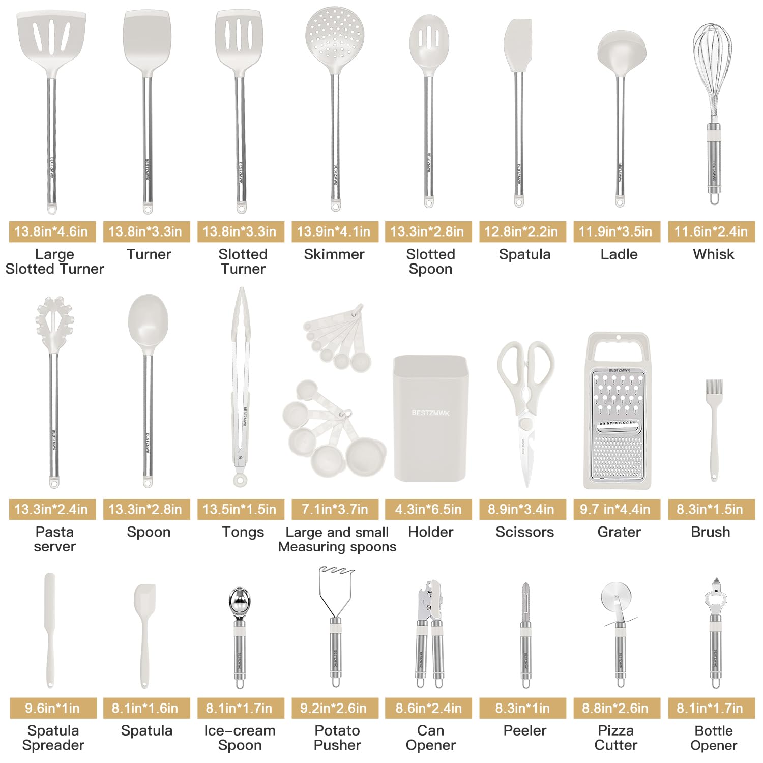Juego de utensilios de cocina, utensilios de cocina de silicona, 33 utensilios de cocina y cucharas para utensilios de cocina antiadherentes, juego de espátulas de silicona y acero inoxidable, las