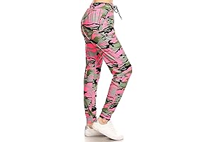 Leggings Depot Women's Pink Camouflage High Waist Jogger Track Pants