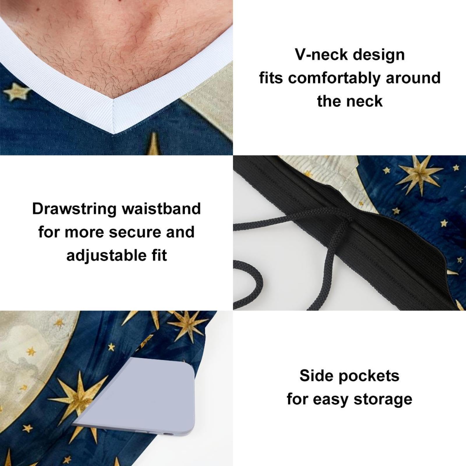 Basketballanzug für Herren, mit Taschen, Sportbekleidung für Herren, Teenager, Teamuniform, schöner Stern und Mond, Größe 5XL