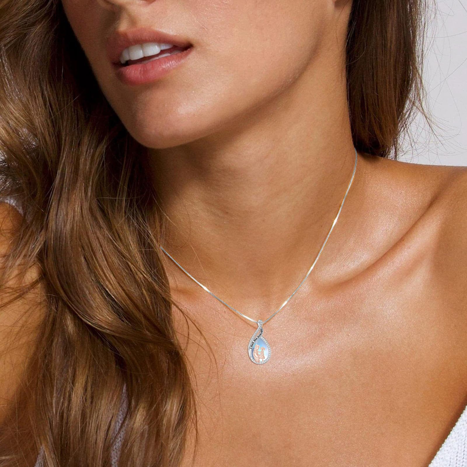 RomantiCWORK Collar de padre e hija de plata de ley 925 con colgante de corazón y papá hija regalo de cumpleaños, joyas para mujer y niña
