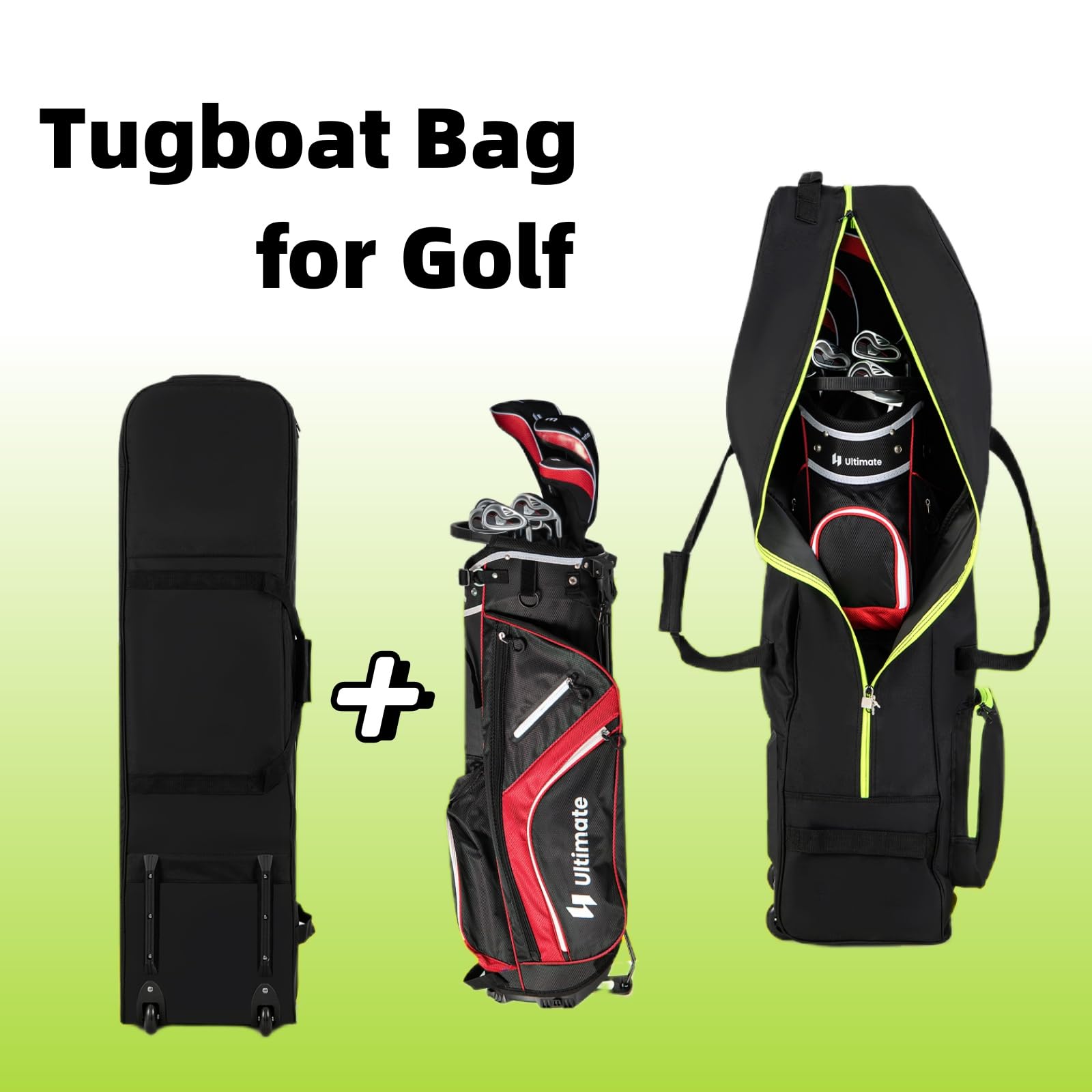 LIFEZEAL Borsa da Viaggio per Golf con Ruote Silenziose, Custodia Golf da viaggio con Manico Ergonomico, Finestra Identificativa, Ampio Scomparto, Copertura Pieghevole per Mazze da Golf, Nero