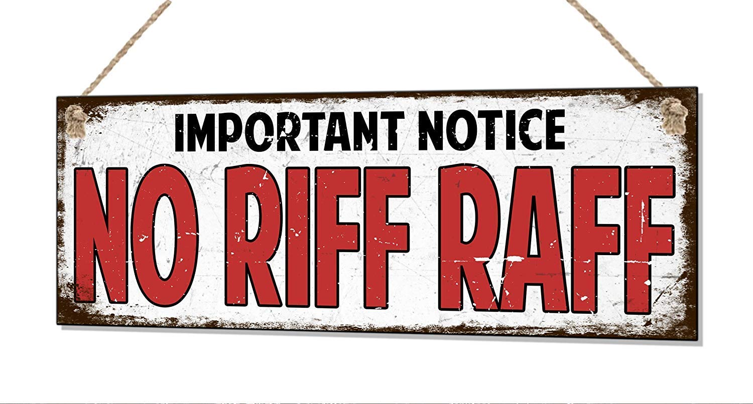 Yelacecca Metal Tin Sign 8X12 Inches No Riff Raff Small Metal Retro Vintage Style Funny Tin Plaque