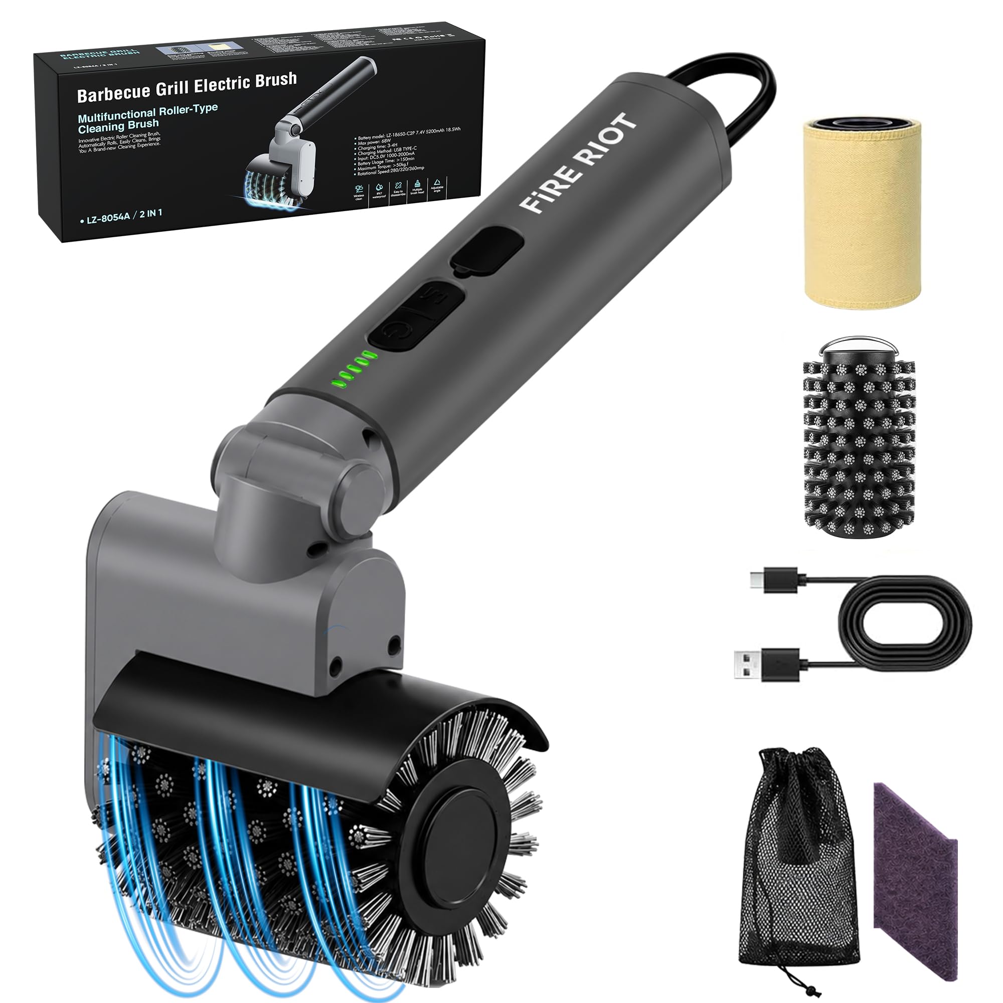 Brosse de nettoyage de barbecue électrique brosse rotative extérieure sans fil
