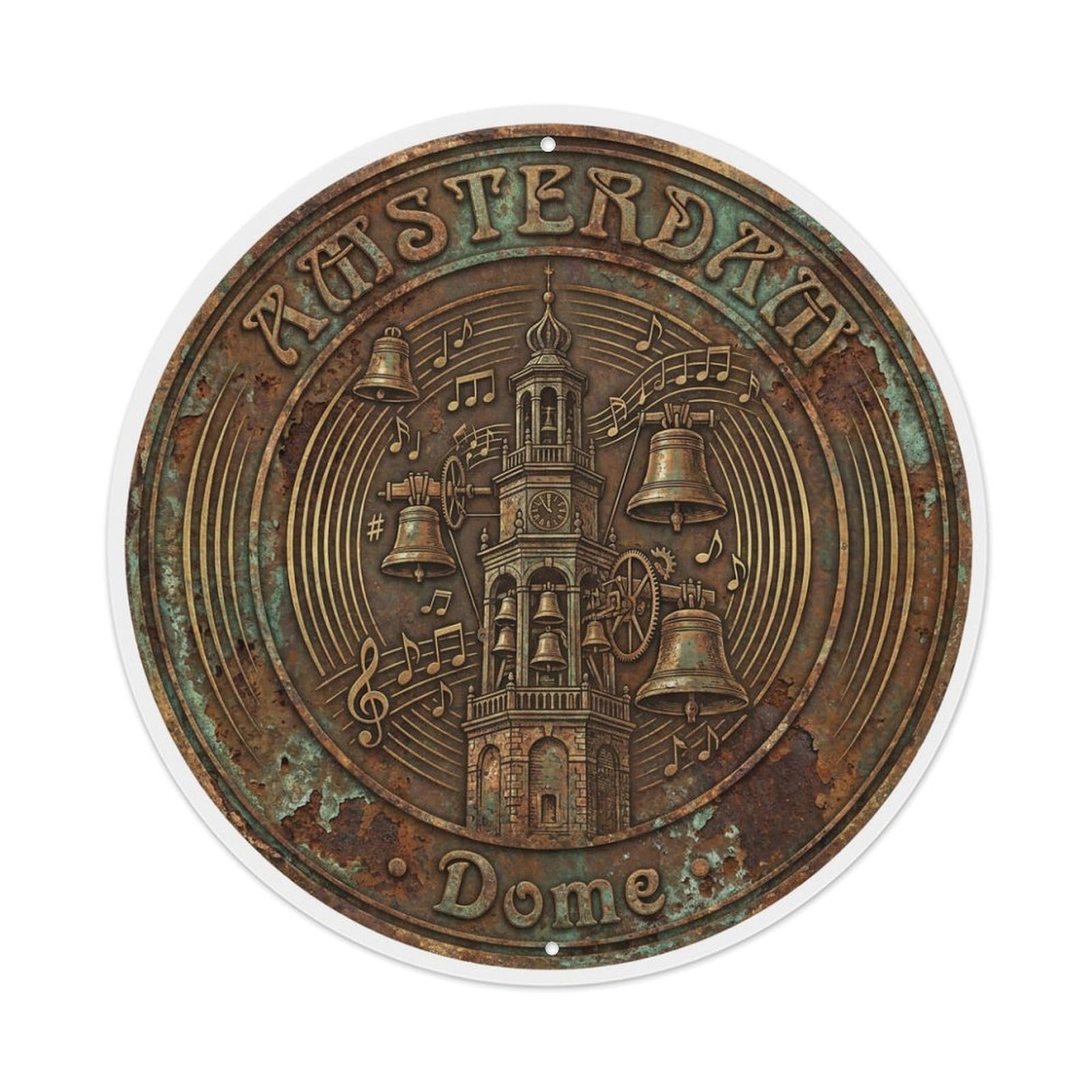 Fqnyr Style Metal Tin Sign Vintage Travel Amsterdam Netherlands Belfry