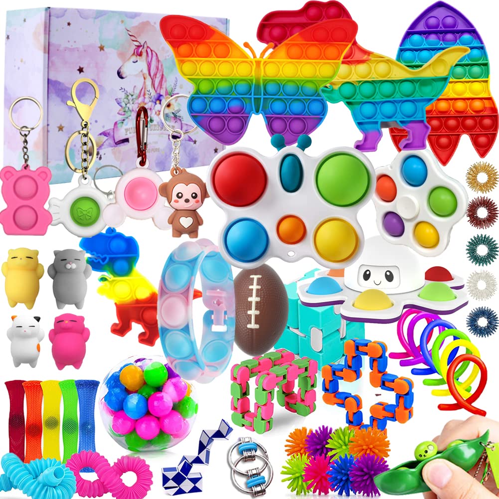 Buy [50 Pcs] Fidget Toy Pack, EMOCCI Poppers Fidget Toy Set Box