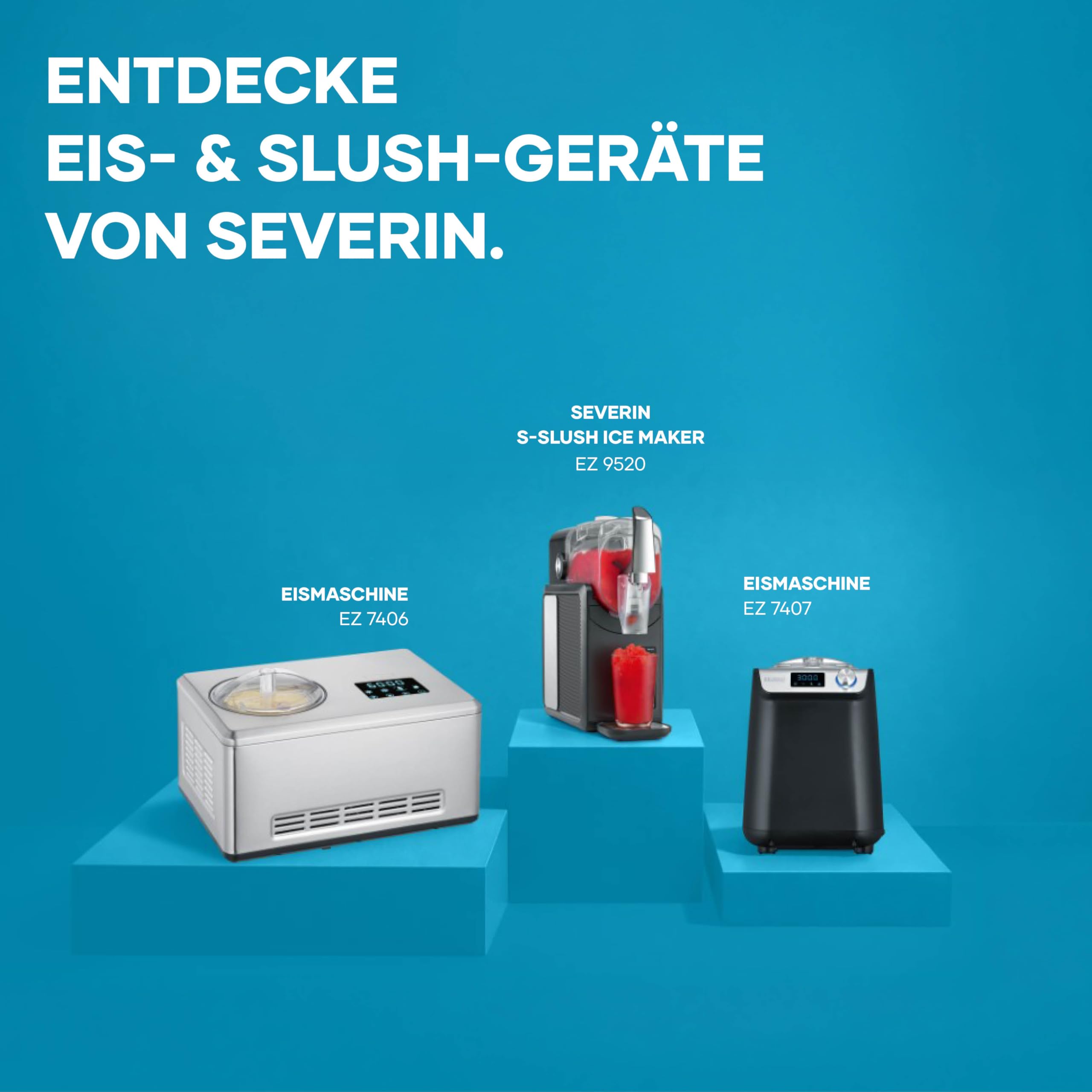 Severin Slush-Eis-Maschine für zu Hause, Eis-Cocktails, Frappé, Milchshakes, 15 min Technologie, Ice-Maker, 5 Programme, ohne Eis, automatische Reinigung, 2L, S-Slush, schwarz, silber, EZ 7410