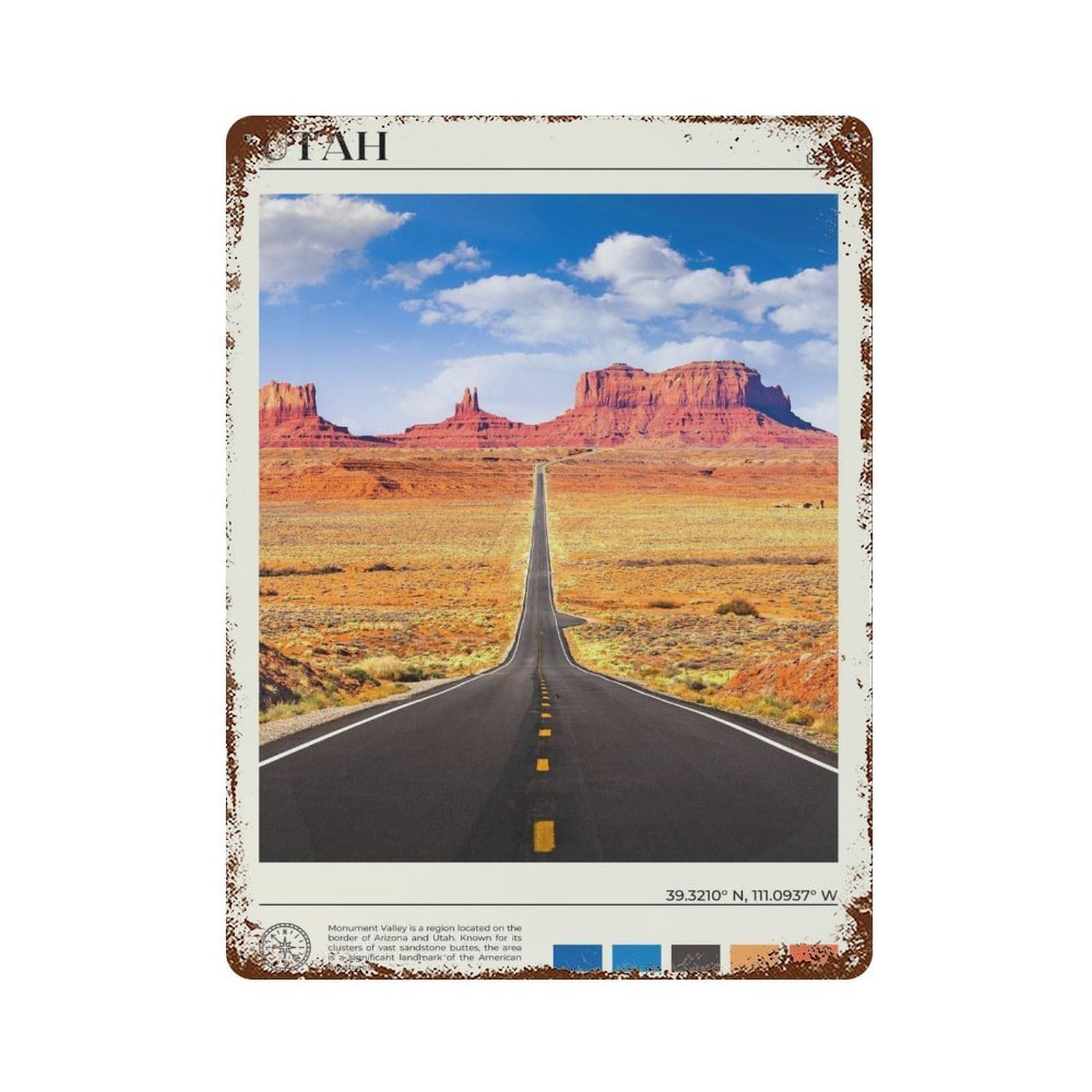 xiaoxiaoshen Real Photo Utah Decor United States Wall Decor Art Metal Tin Poster Modern Home Decor Art Home Bar Shop Decorations Vintage Sign 40x30cm