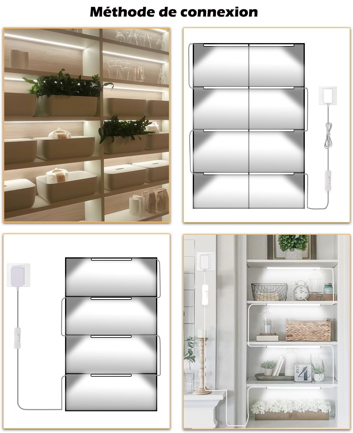 Cefrank Éclairage LED sous armoires 30 cm 1200 lumens 6000 K 6 pièces rampes lumineuses connectables