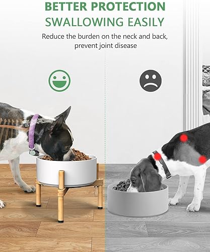Miniatura 4 de Vantic Soporte para cuenco para perros, soporte elevado ajustable para alimentos para perros de 6.5 a 11 pulgadas de ancho, soporte elevado de bambú