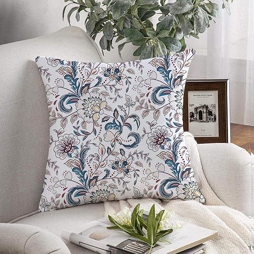 Decorative Throw Pillow Cover Retro Vintage in Flowers Provence Style Ornate Beauty Swirl Tribal Blossom Fashion Spring Textures Cute Soft Cushion