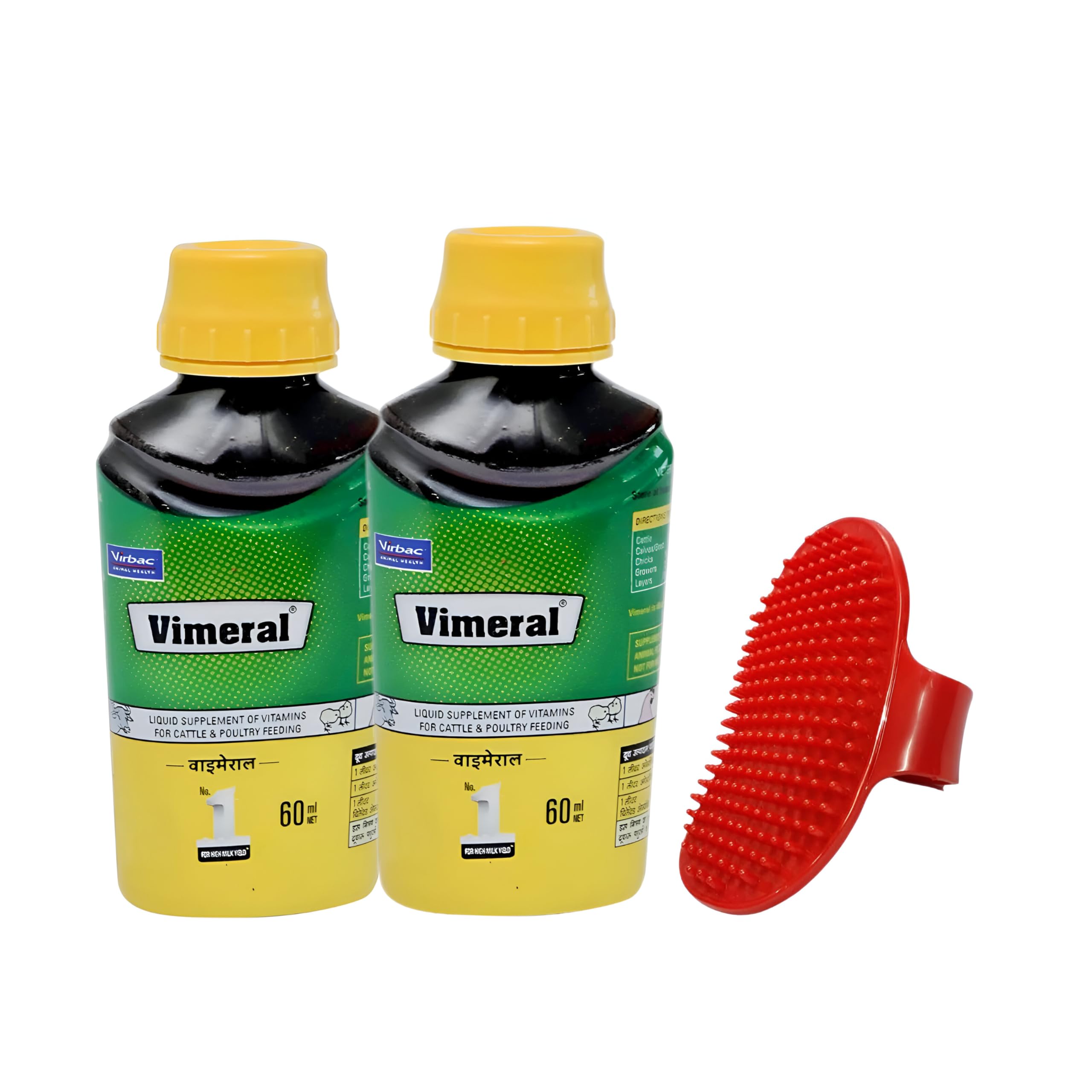 PETRA'S Vimeral 60 ml Pack of 2 with Scrubbing Brush in Combo Pack Vitamin Supplement for Dog,Cat, Cow, Goat, Hen,Bird