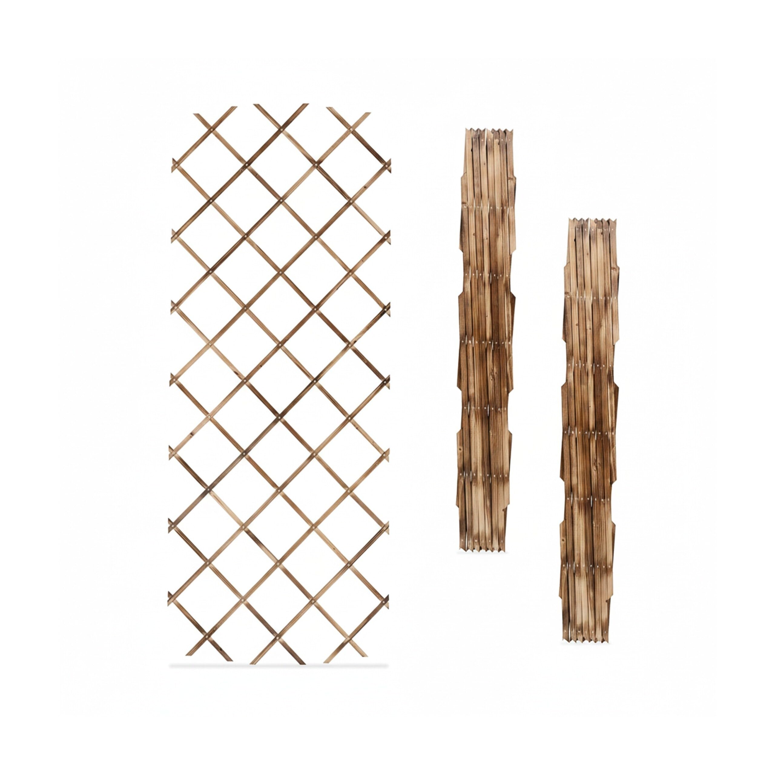 Relaxdays Rankgitter ausziehbar, 3er Set, 180x90 cm, Holz, Rankhilfe Kletterpflanzen, Holzgitter Wand, Spalier, geflammt