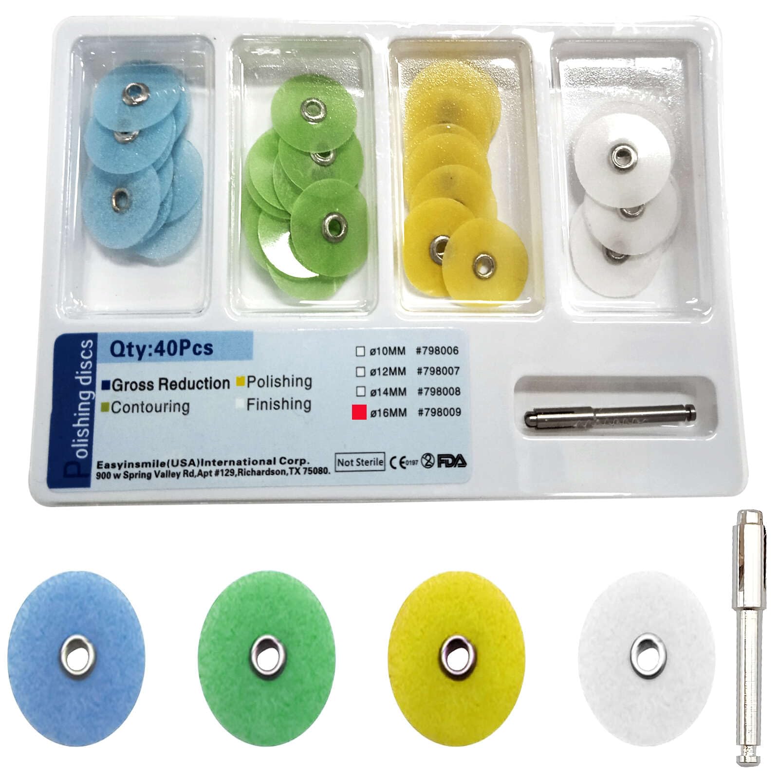 SMILEHEVEN Dental Polishing Discs Assorted Kit,Dental Polishing Supplies with Mandrel Stem,Dental Polishing Material Pack of 40 (16mm)