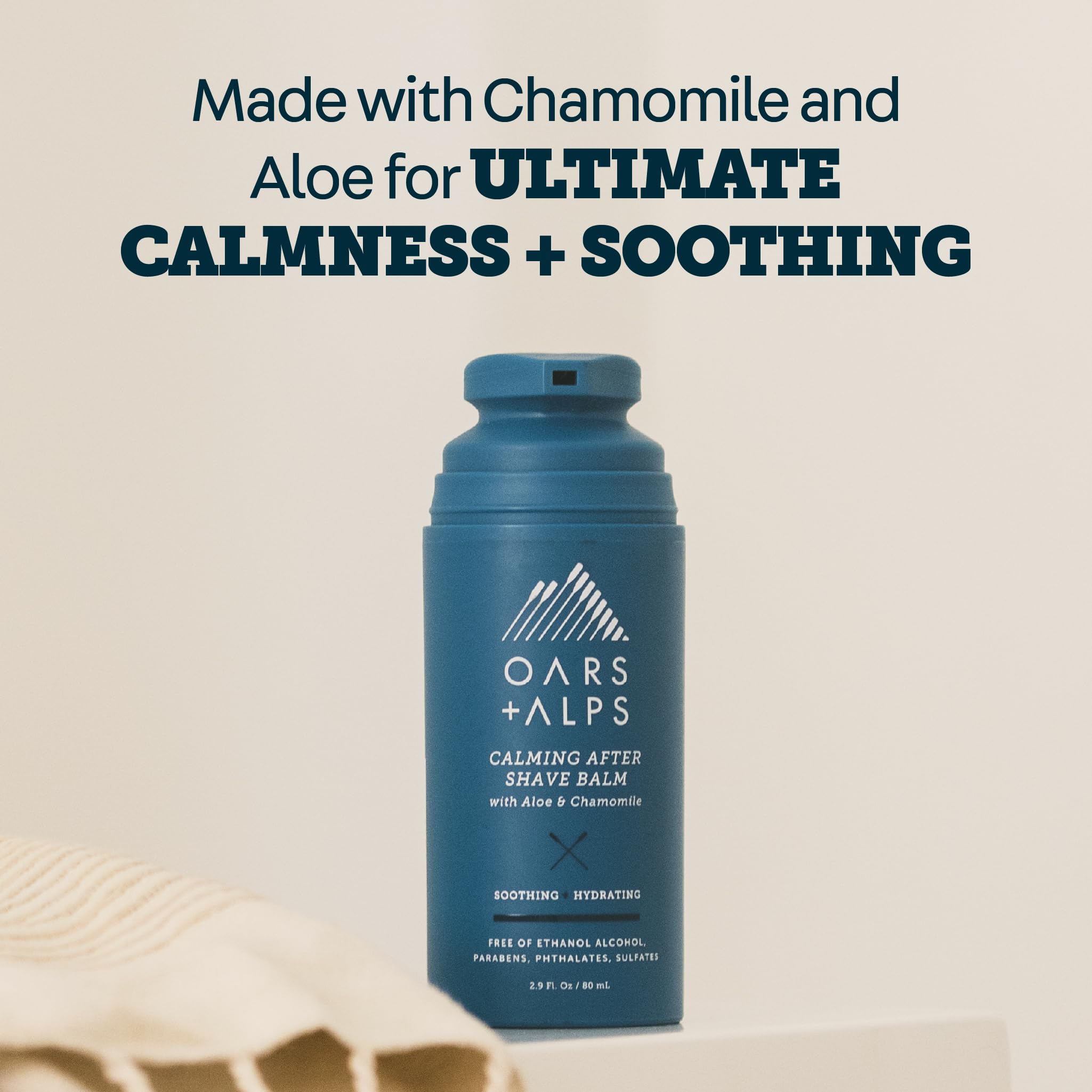 Oars + Alps Calming After Shave Balm and Lotion for Men, Dermatologist Tested and Infused with Aloe and Chamomile, TSA Friendly, 2.9 Fl Oz