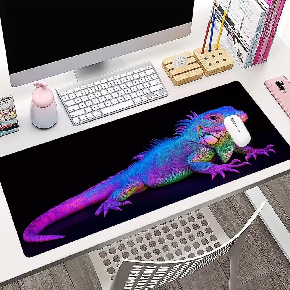 Alfombrilla de Mouse para Juegos, Nero, XXL, Antideslizante, Impermeable, Diseño de Lucertola, Extendido, Grande, 1200x600x3mm, para PC, Laptop, Ufficio, Famiglia d-475