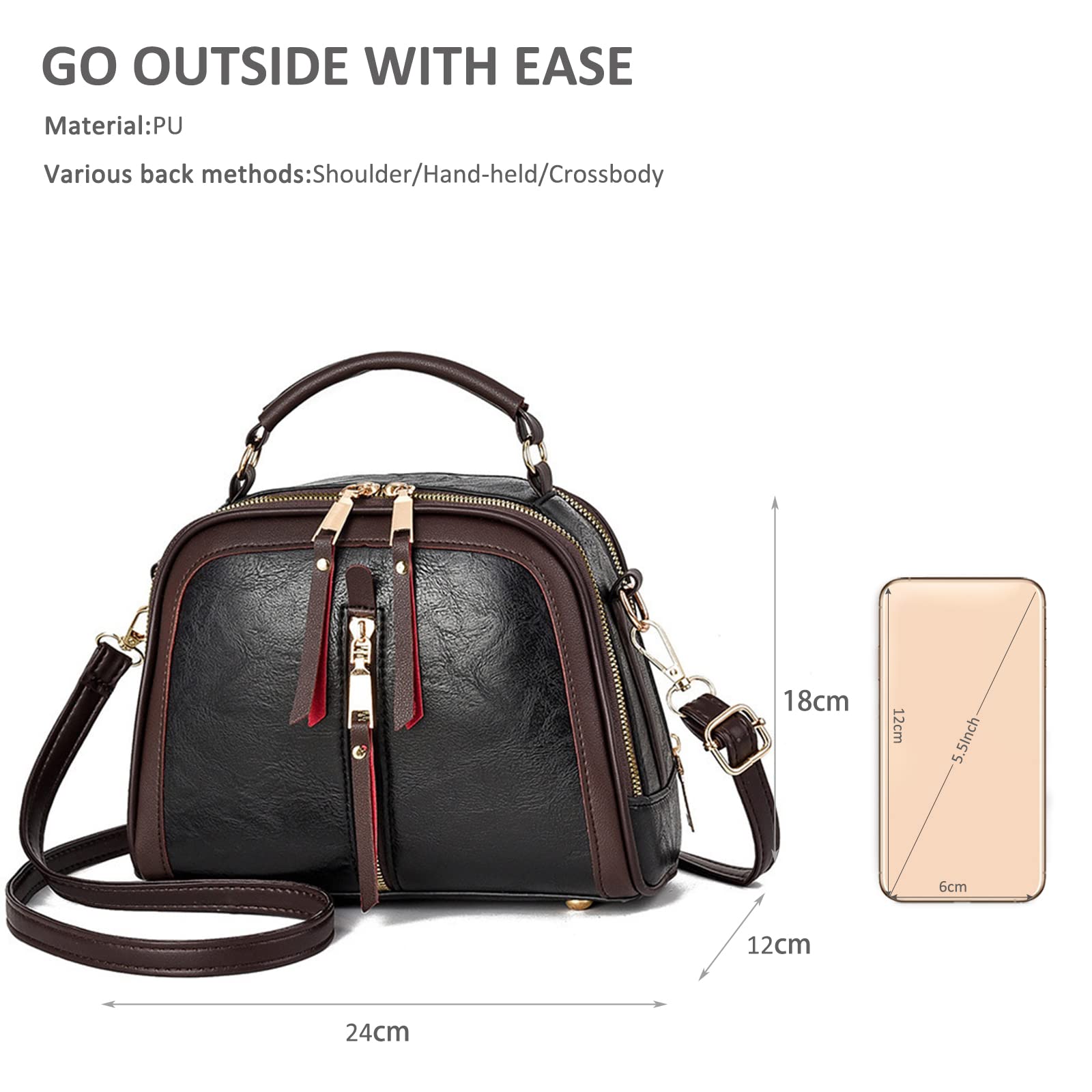NICOLE & DORIS Dames kleine crossbody schoudertas,Trendy zacht lederen