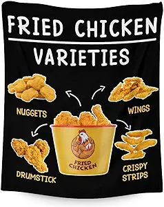 Mercuryelf Chicken Nugget Blanket - Soft, Fuzzy & Warm - 30x40 Inches Small Throw Blankets for Lap, Crib - Black Novelty Throws Gift for Kids