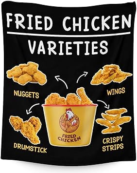 Mercuryelf Chicken Nugget Blanket - Soft, Fuzzy & Warm - 30x40 Inches Small Throw Blankets for Lap, Crib - Black Novelty Throws Gift for Kids