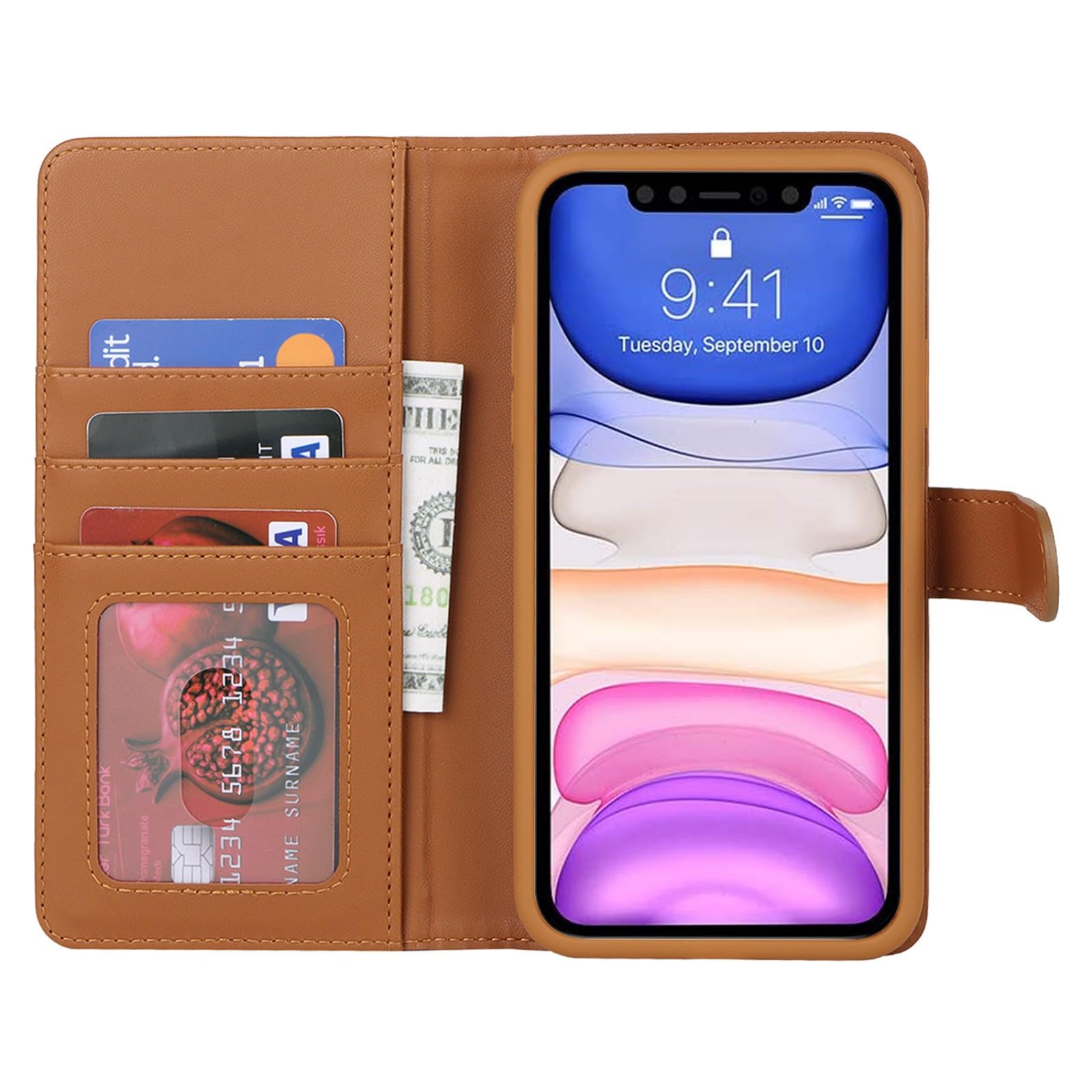 Zouzt for iPhone 11 6.1 Inch Detachable Wallet Case with Card Holder for MagSafe Premium PU Leather 2 in 1 Flip Folio Book Magnetic Stand Protective Phone Cover for iPhone 11 - Image 4