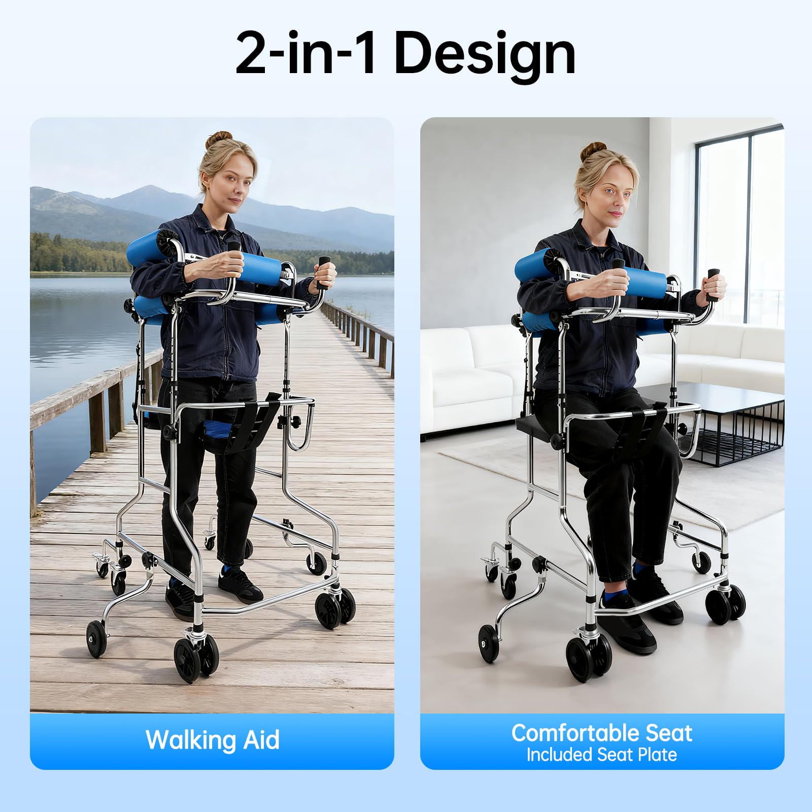 Adult Walker for Seniors, Hemiplegia Rehabilitation Hemi Walker with Height Adjustable & Reliable Adult Stand Up Walk Tool for Homes Superior Apartments Nursing Homes Hospitals Lower Limb Training