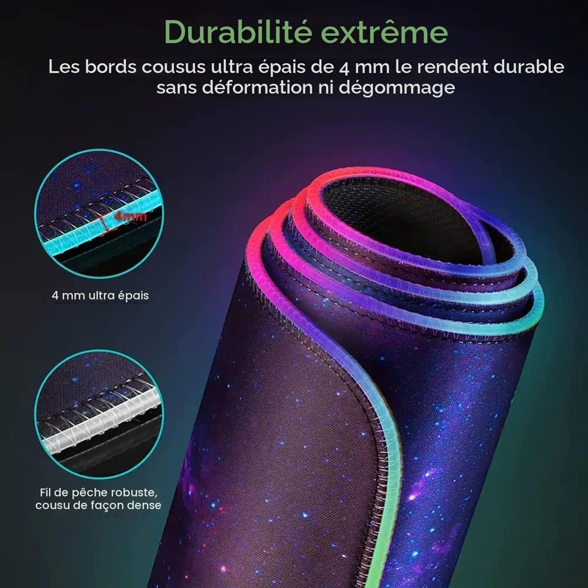 RGB Tapis de Souris Gaming - Grand Tapis de Souris XXL 900x400mm, 14 Modes LED Lumineuse Mouse Pad, Mouse Pad Rétroéclairage, Surface Antidérapante pour Gamer, Ordinateur, PC, Ciel étoilé