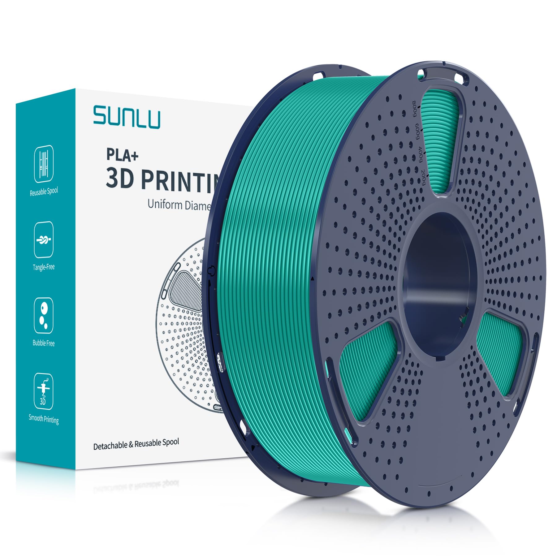 SUNLU PLA Plus filamento per stampante 3D, Filamento PLA+ 1.75mm, Filamento ad alta resistenza compatibile con stampanti 3D FDM, Precisione dimensionale +/- 0.02 mm, Bobina da 1kg (2.2LBS), Verde Erba