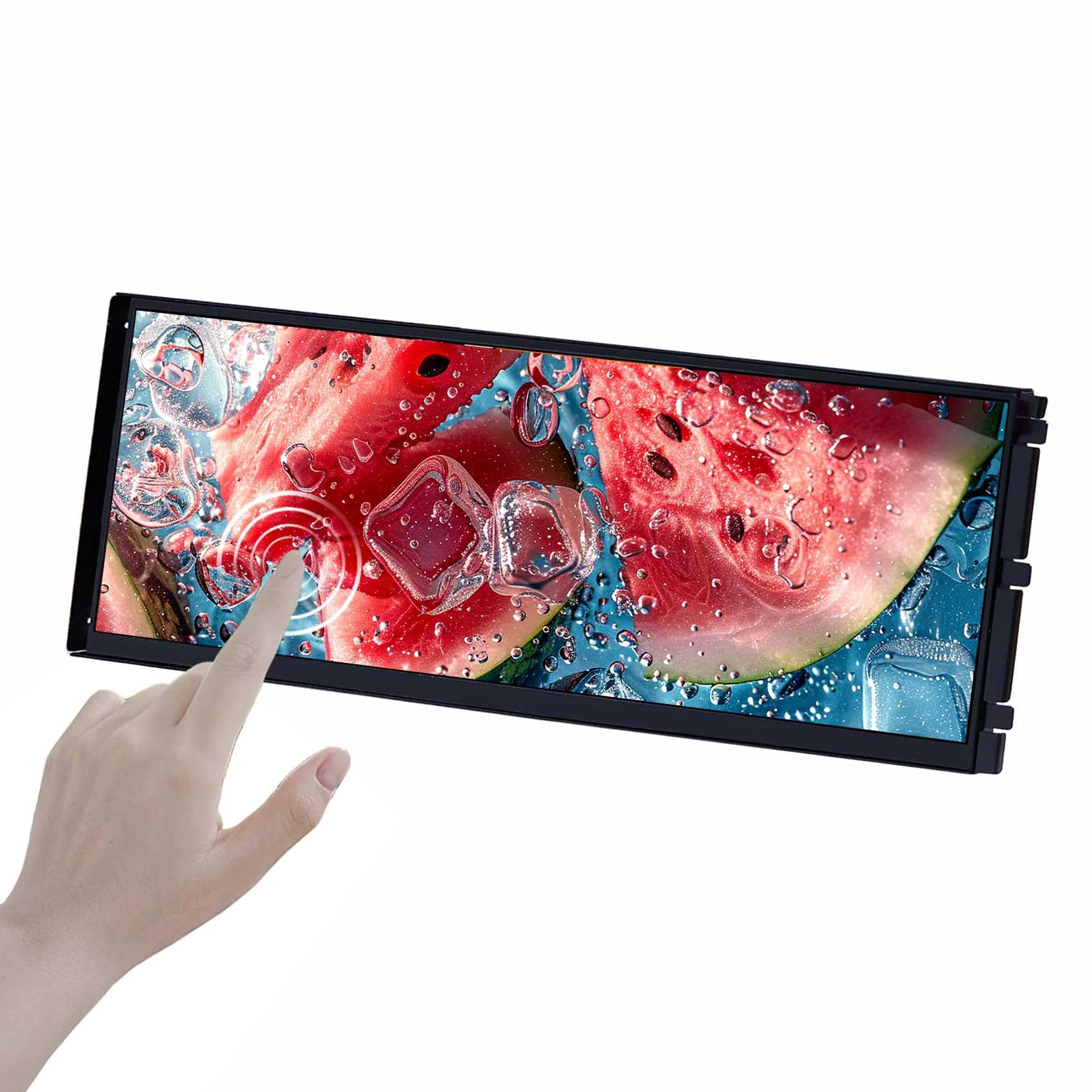 VSDISPLAY Y70 Monitor de Carcasa de PC, Pantalla LCD táctil IPS de 14.5" | Negro,2560x720 2K, Entrada de Video USB C H/D ,para monitor secundario